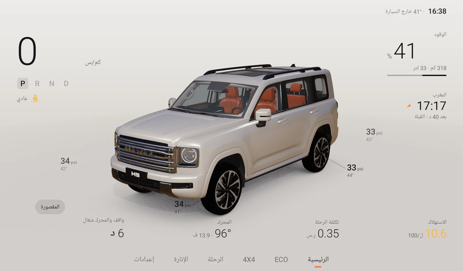 واجهة VisoDrive النهارية على شاشة السيارة